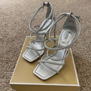 Michael Kors Silver Strappy Stiletto Sandals